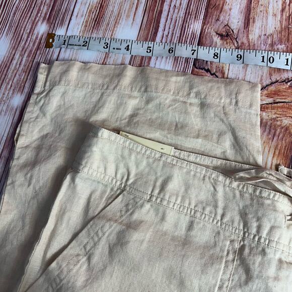 NEW Roxie B 100% Linen Size X Large Tan Crop Capri High Rise Casual Pants 37x22 - Picture 7 of 12